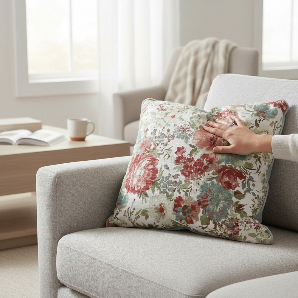 EnVogue International Floral Throw Pillow 20x20 New Duck Feather Fill Floral